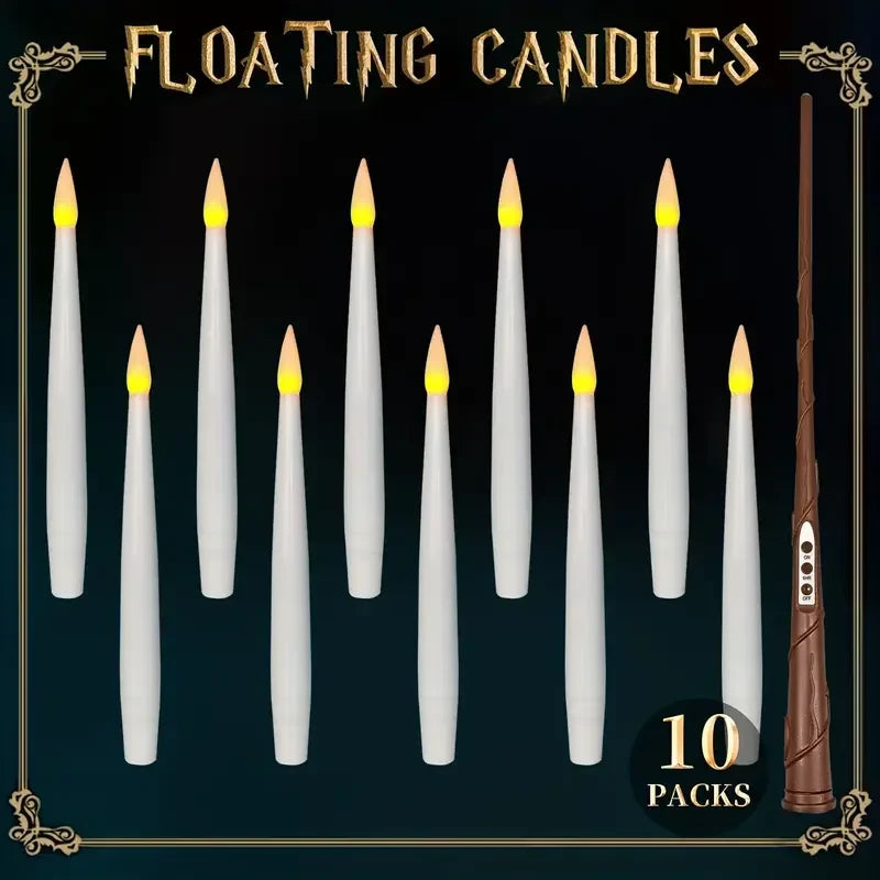 Floating LED Hanging Candles with Magic Wand Remote