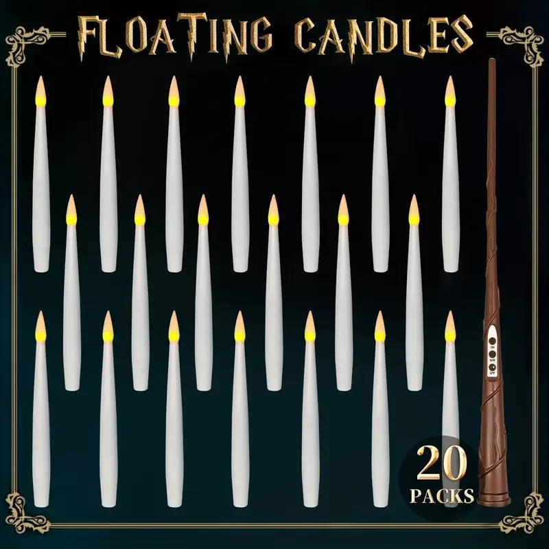 Floating LED Hanging Candles with Magic Wand Remote