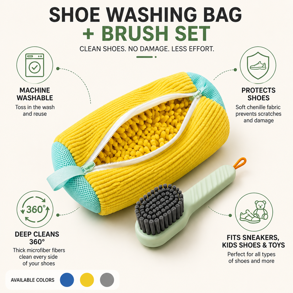 Shoe Cleaning Mitt & Brush Set – 360° Deep Clean for Sneakers, Kids Shoes & Toys